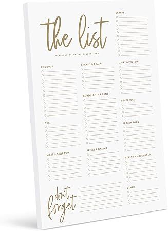 Bliss Collections Grocery List Pad for Fridge, Luxe Tear Off Notepad for Refrigerator, 6 x 9 inch... | Amazon (US)