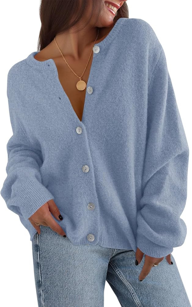Saodimallsu Womens Cardigan Sweaters Button Down Long Sleeve Knit Outerwear 2025 Trendy Fashion O... | Amazon (US)
