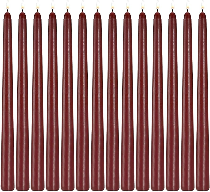 14 Pack Dark Red Taper Candles 12 Inch Tall 3/4 Inch Thick Burn 10 Hours (Burgundy) | Amazon (US)