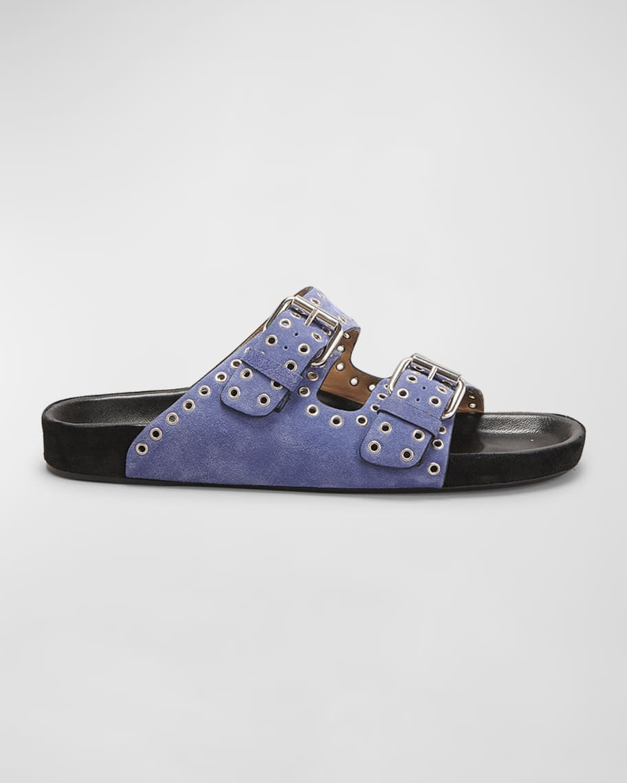 Isabel Marant Lennyo Suede Dual-Buckle Sandals | Neiman Marcus