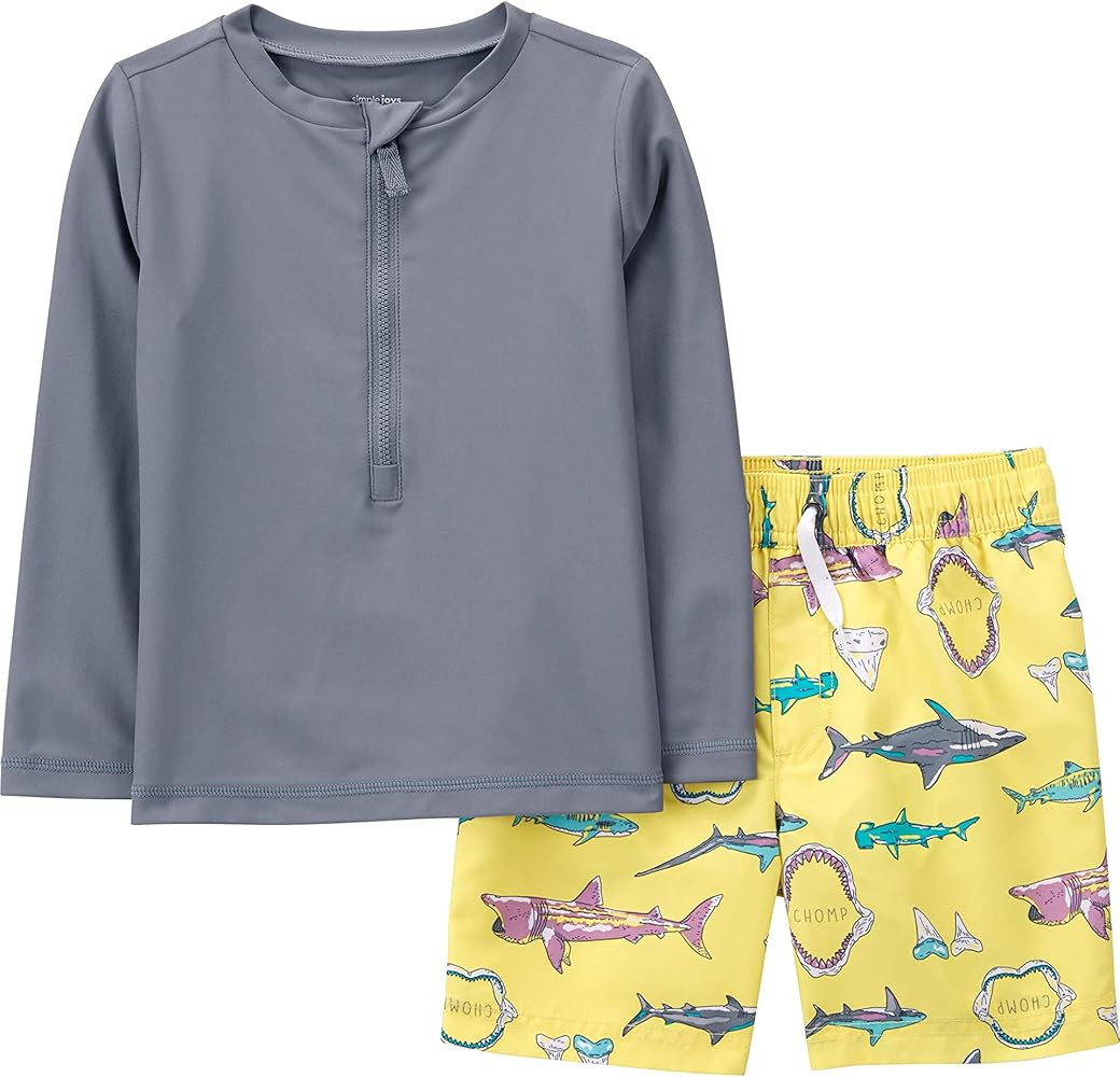 Simple Joys by Carter's Toddlers and Baby Boys' Swimsuit Trunk and Rashguard Set | Amazon (US)