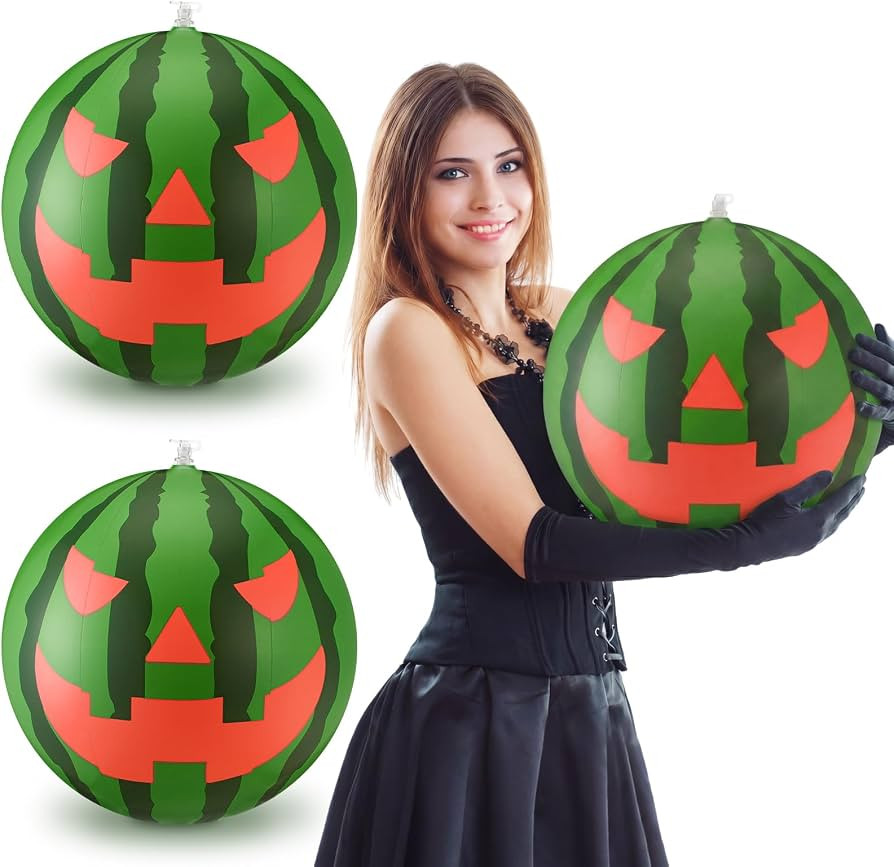Jenaai 3 Pcs 16 Inch Large Watermelon Beach Balls Summer Halloween Inflatable Decorations Jack O ... | Amazon (US)