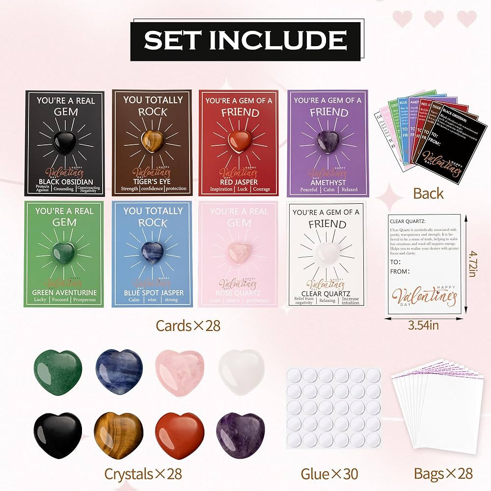 28 pcs Valentines Day Gifts for Kids-Valentines Day Cards for Kids School classroom,valentines he... | Amazon (US)