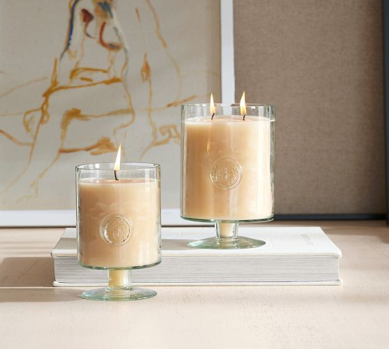 Stamped Glass Pedestal Candle - Mediterranean Citrus | Pottery Barn (US)