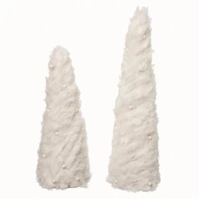 Transpac Polyester White Christmas Wrap Trees Set of 2 23.62 in Decorative Objects for Holiday Decor | Target