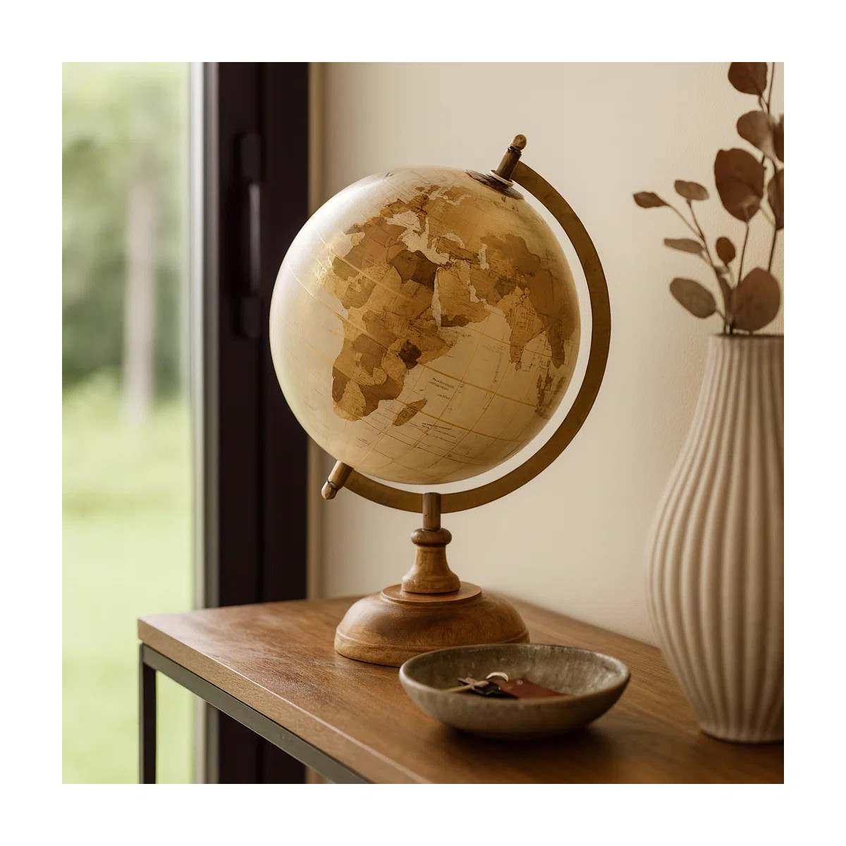 Decorative Wood and Metal Globe Sculpture for Home Decor - Classic Object Accent for Office, Stud... | Wayfair North America