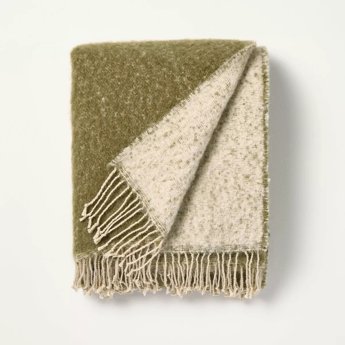 Mohair Reversible Throw Blanket Green - Hearth & Hand™ with Magnolia | Target