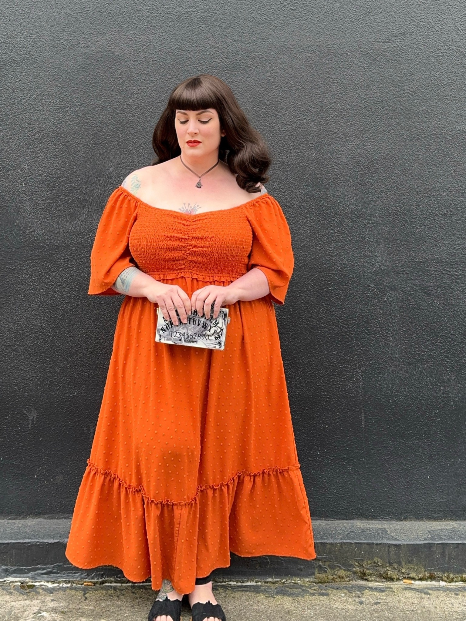 Rust orange Swiss dot flutter sleeve dress

#LTKOver40 #LTKFindsUnder50 #LTKPlusSize