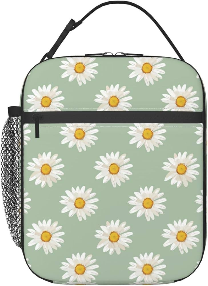 Reusable Daisy Lunch Box for Kids Girls Boys Women Adult, Insulated Floral Lunch Bag,Polyester Co... | Amazon (US)