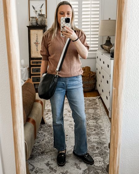Sunday church look! Get my favorite Madewell jeans and crossbody for 30% off with code: LETSGO wearing a medium in the sweater, 29 jeans. 

#LTKsalealert #LTKover40 #LTKHolidaySale