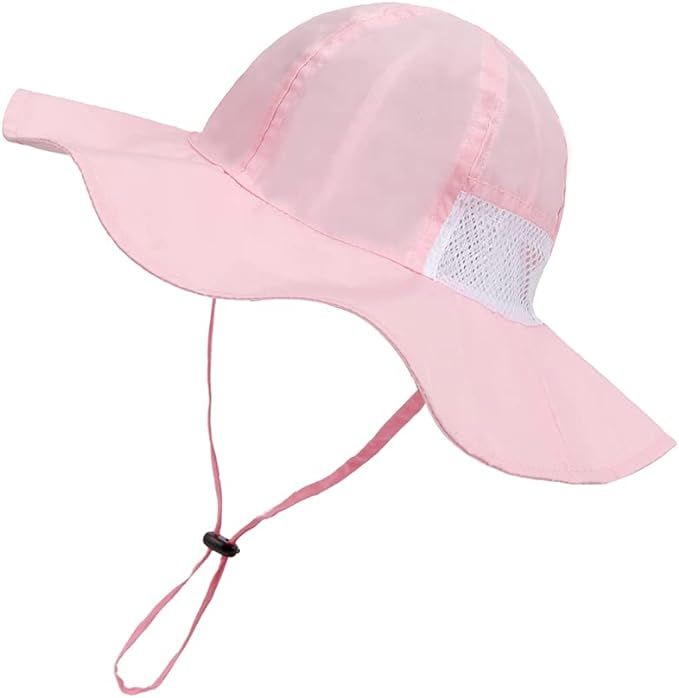 jerague Adjustable Kids Toddler Baby Sun Hat Breathable & Wide Brim Summer Beach Swim Hats for Bo... | Amazon (US)