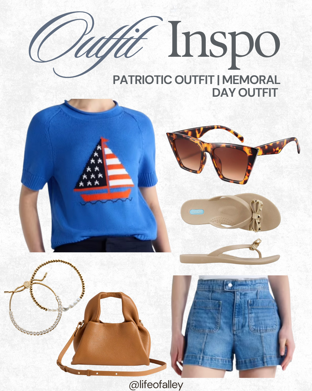 Memorial day outfit idea, casual summer outfit. American flag short sleeve sweater for memorial day or 4th of July.  

 #LTKgrwm #LTKSeasonal #LTKTravel