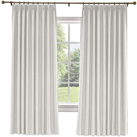TWOPAGES 100% Blackout Pinch Pleat Curtain, Sliding Door Bedroom Faux Linen Textured Window Curta... | Amazon (CA)
