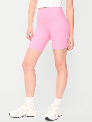 High-Waisted PowerSoft Biker Shorts -- 8-inch inseam | Old Navy (US)