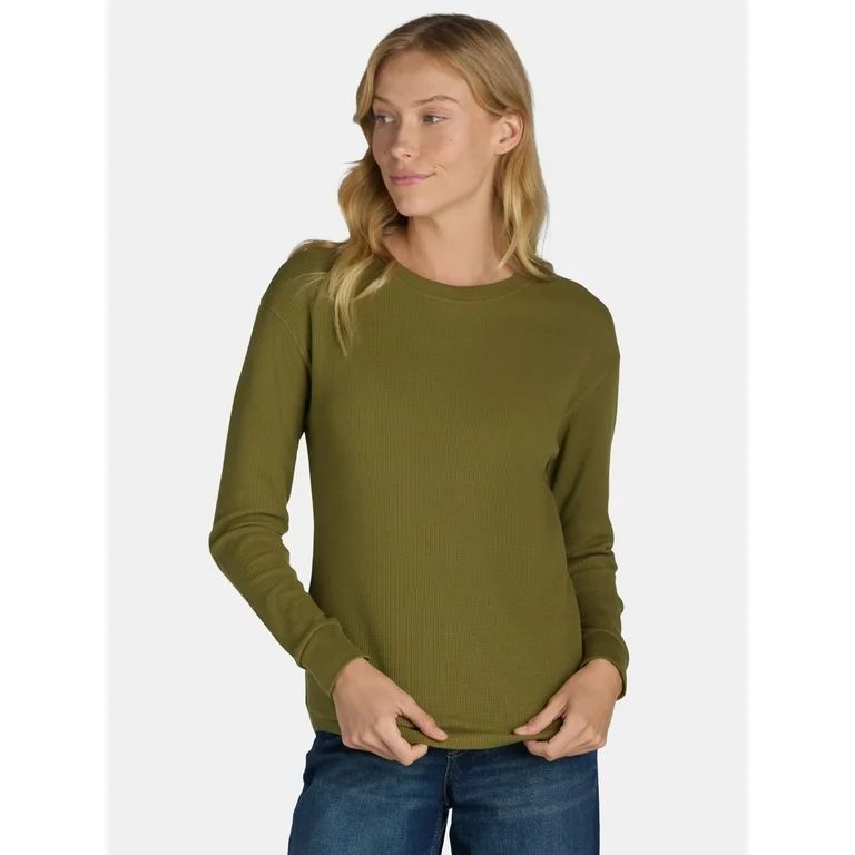 Time and Tru Women’s Essential Thermal T-Shirt with Long Sleeves, Sizes XS-XXXL | Walmart (US)