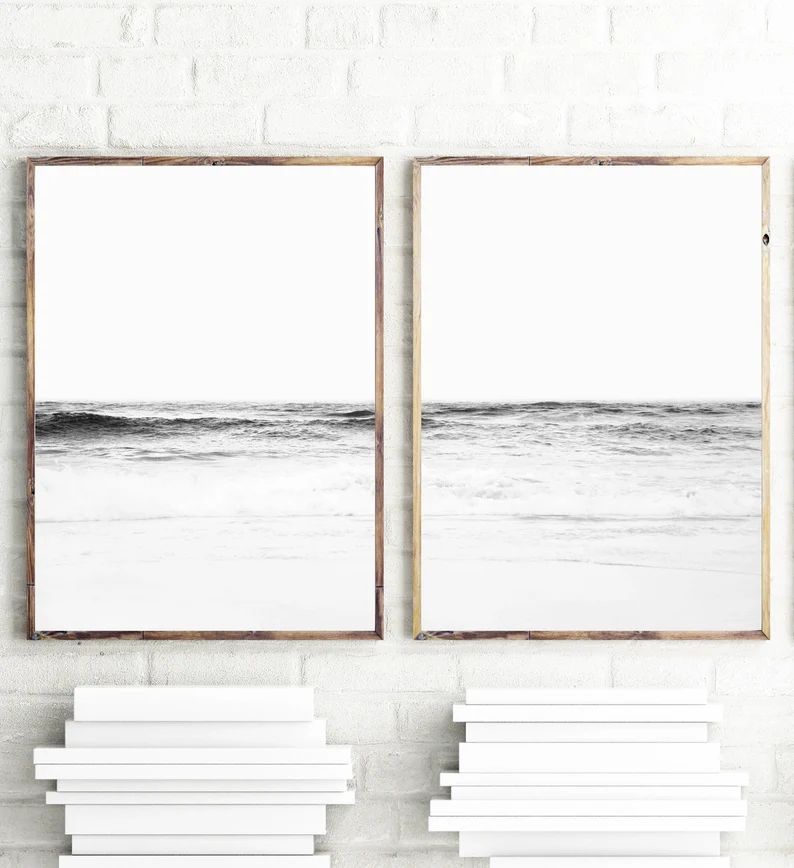 Ocean Print, Set of 2 Prints, Large Wall Art Prints, Beach Photography Prints, Downloadable Print... | Etsy (US)