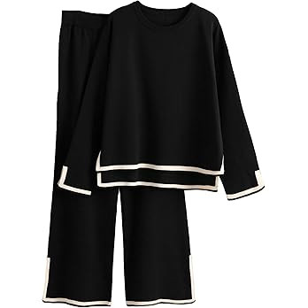 Tanming Women's 2 Piece Outfits Long Sleeve Knit Sweater Top Wide Leg Pants Lounge Sets Tracksuit... | Amazon (US)