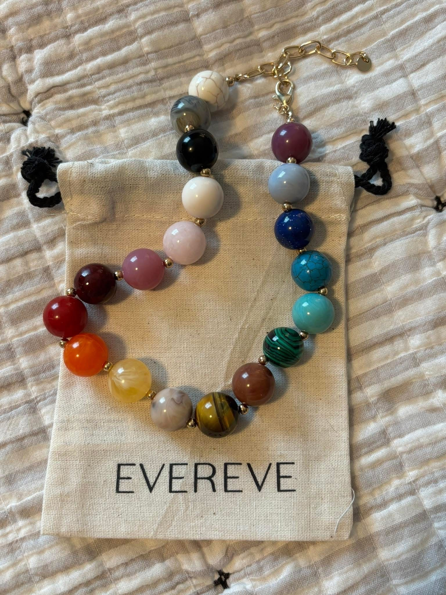 My favorite necklace of the season! Semi-precious stone beads with gold-tone accents and chain extender for adjustable length! Comes in solid colors as well. #ad 
❤️🧡💛🩵💙💚

#LTKOver40 #LTKmomlife