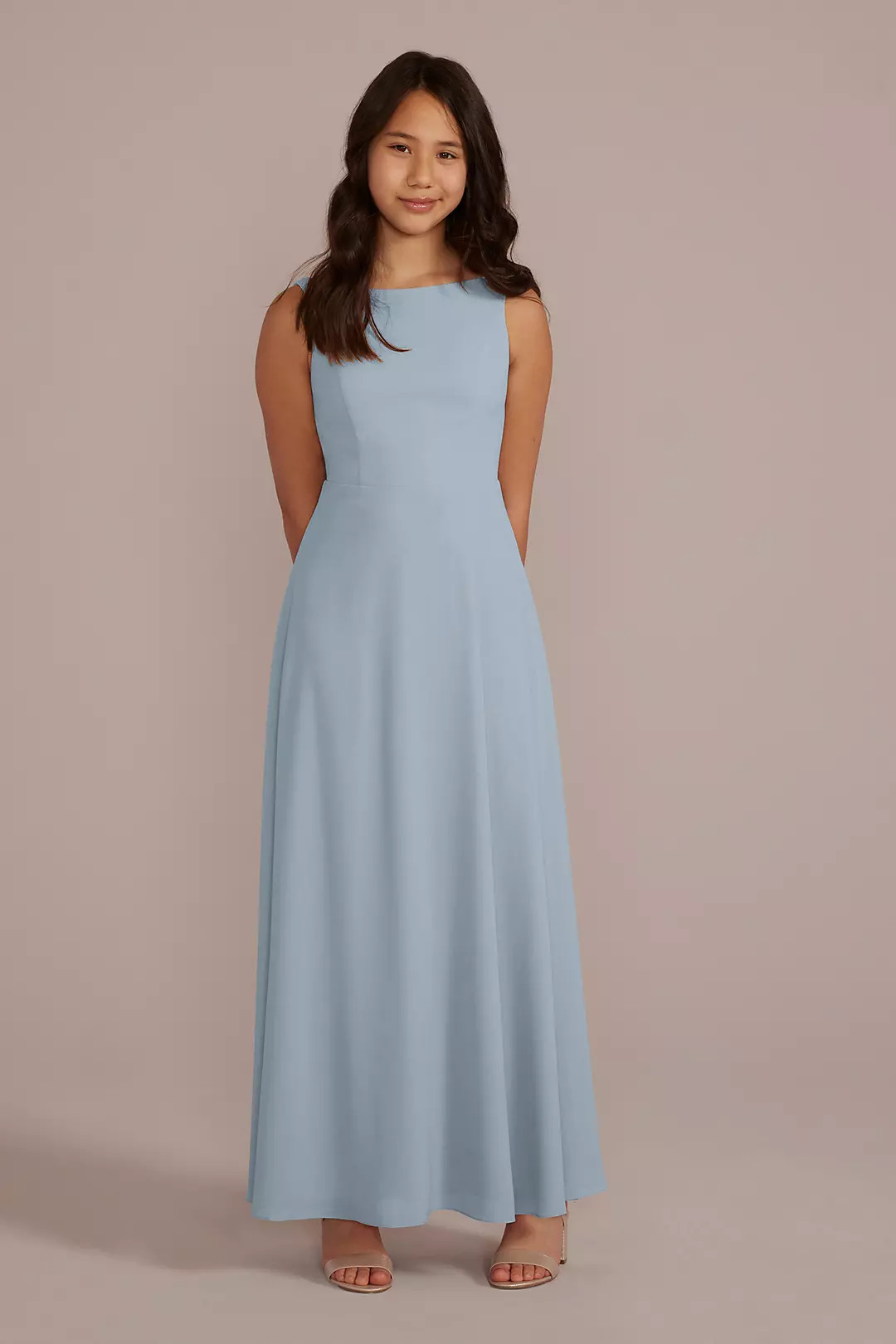 Chiffon Junior Bridesmaid Dress with Tie Back | David's Bridal | David's Bridal