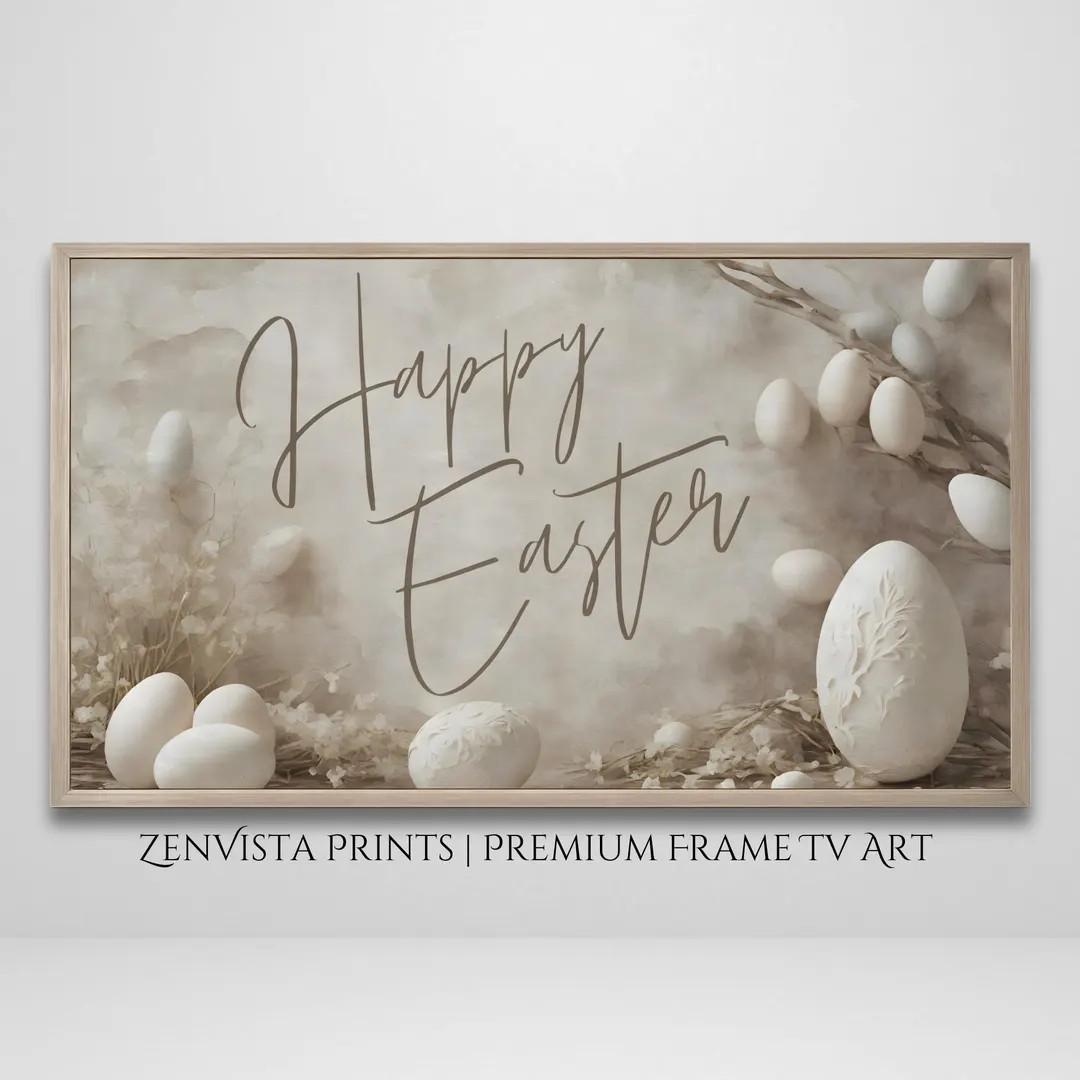 Happy Easter Frame Tv Art | Samsung Frame Tv Art Easter Decor | Vintage Tv Art Easter Egg Paintin... | Etsy (US)