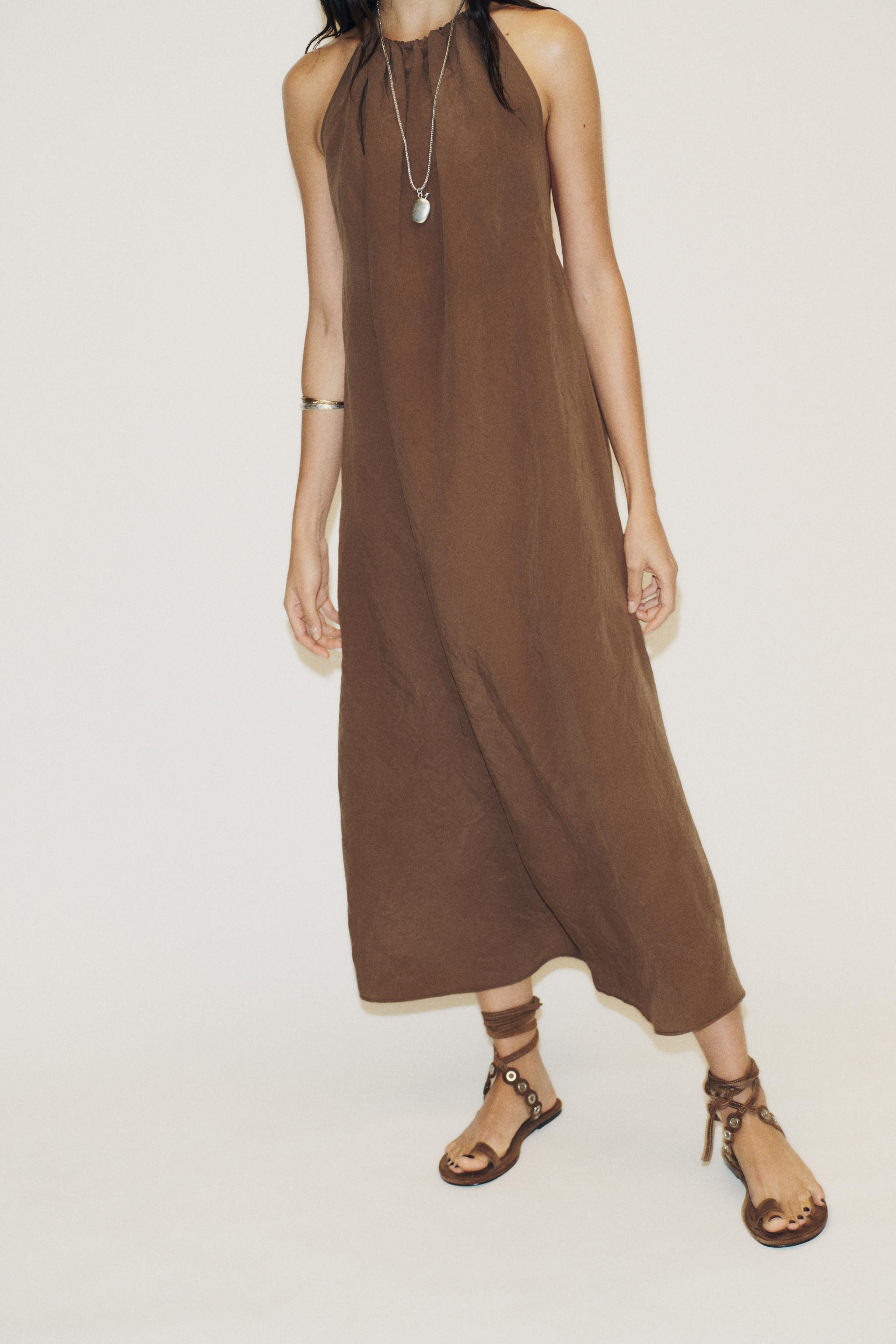 FLOWING OPEN BACK HALTERNECK DRESS | Zara UK
