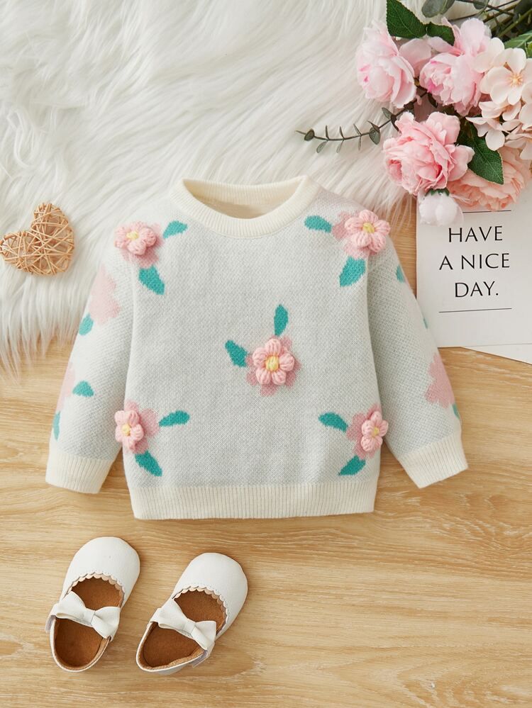 Baby Floral Patched Sweater | SHEIN