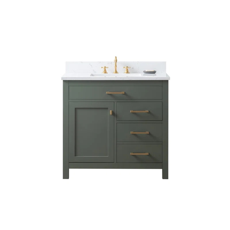 Atencio 36'' Single Bathroom Vanity with Engineered Stone Top | Wayfair North America