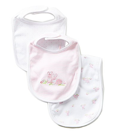 Little Me Baby Bunnies PrintedSolid Bibs and Burpcloth Three-Piece Set - Orchid Pink/Multi | Dillard's