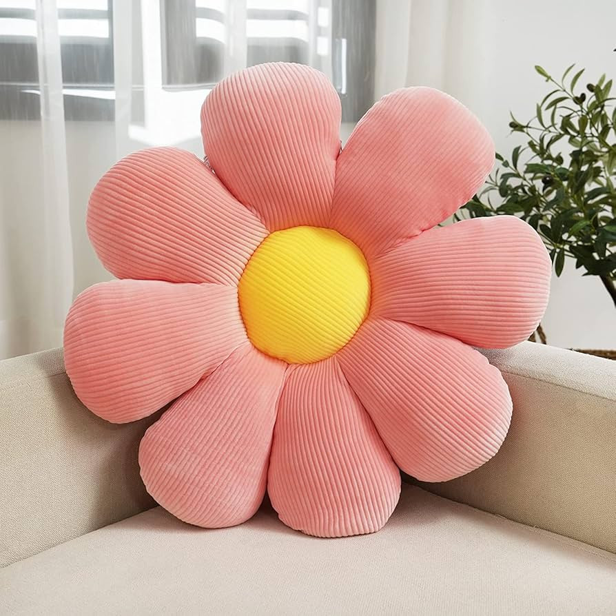 Flower Pillow Cute Daisy Floor Cushion Soft Plant Pillows Preppy Aesthetic Home Decor for Bedroom... | Amazon (US)