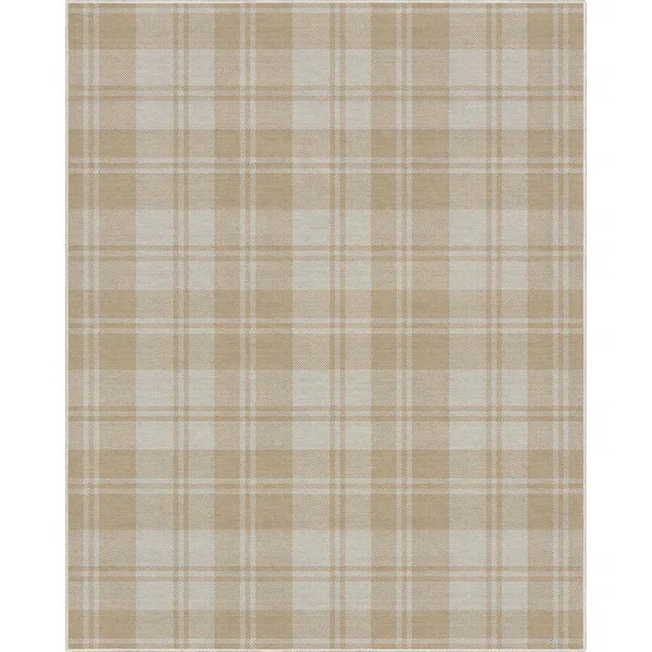 Kehr Plaid Farmhouse Geometric Beige Brown Grey Flat-Weave Area Rug | Wayfair North America