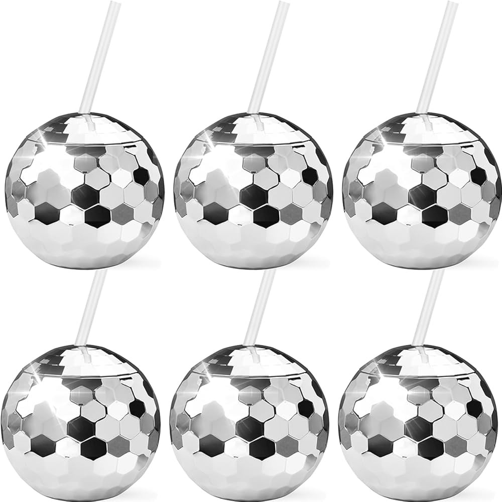 Haundry 6 Pack Disco Ball Cups, 20oz Sparkly Rose Glod Tumbler with Lid and Straws, Disco Flash C... | Amazon (US)