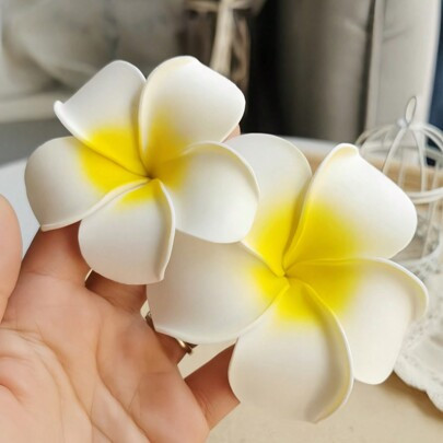 4pcs Flower Shaped Hair Clips, Women White Yellow Flower Decor Alligator Hair Clip, Boho Hair Claw, For Everyday Wear, Beach Vacation, Party Wear Acce | SHEIN