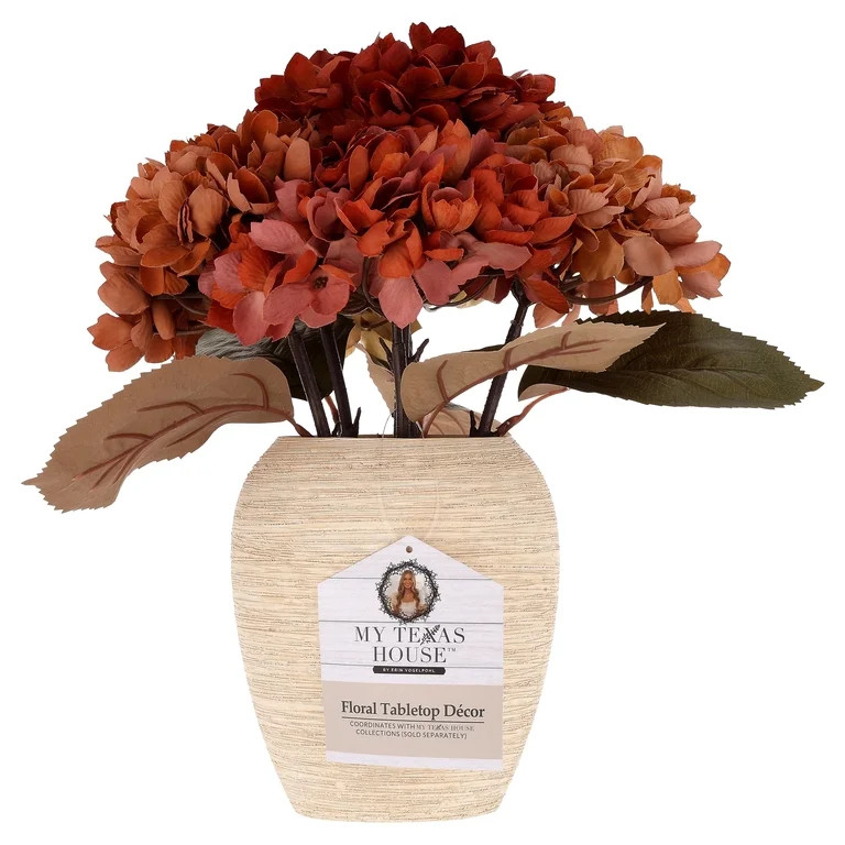 My Texas House Faux Hydrangea Floral Arrangement in Ceramic Vase, Multicolor, 15" | Walmart (US)