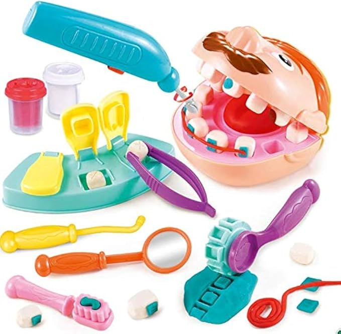 Kids Little Dentist Play Dough Set Toy Doctor Drill and Fill Playset Playdough Toy Set | Amazon (US)