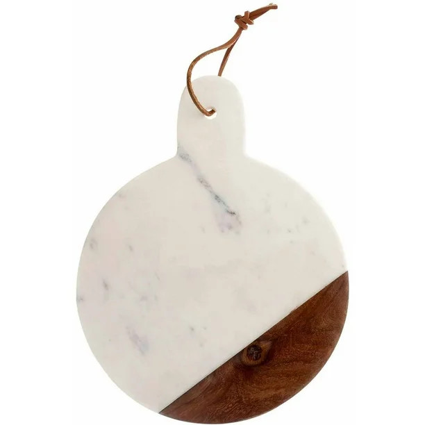 Thirstystone Large Paddle Cheese Board, Marble and Sheesham Wood, Round, 15" | Walmart (US)