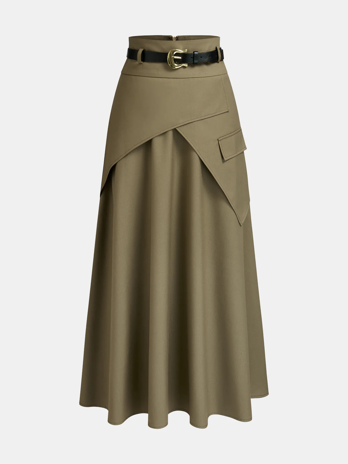 Belted Asymmetric Maxi Skirt | Commense