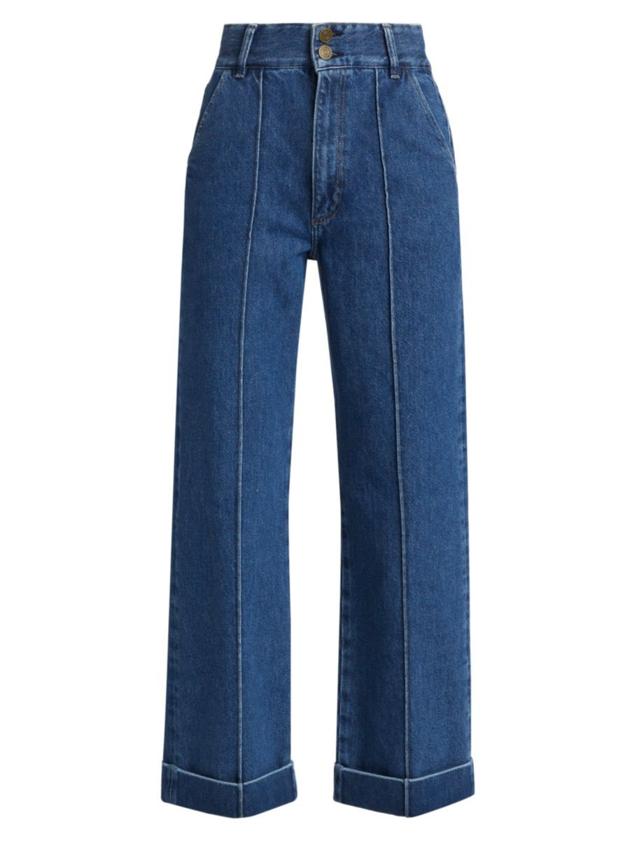 '70s High-Rise Stretch Straight-Leg Crop Jeans | Saks Fifth Avenue