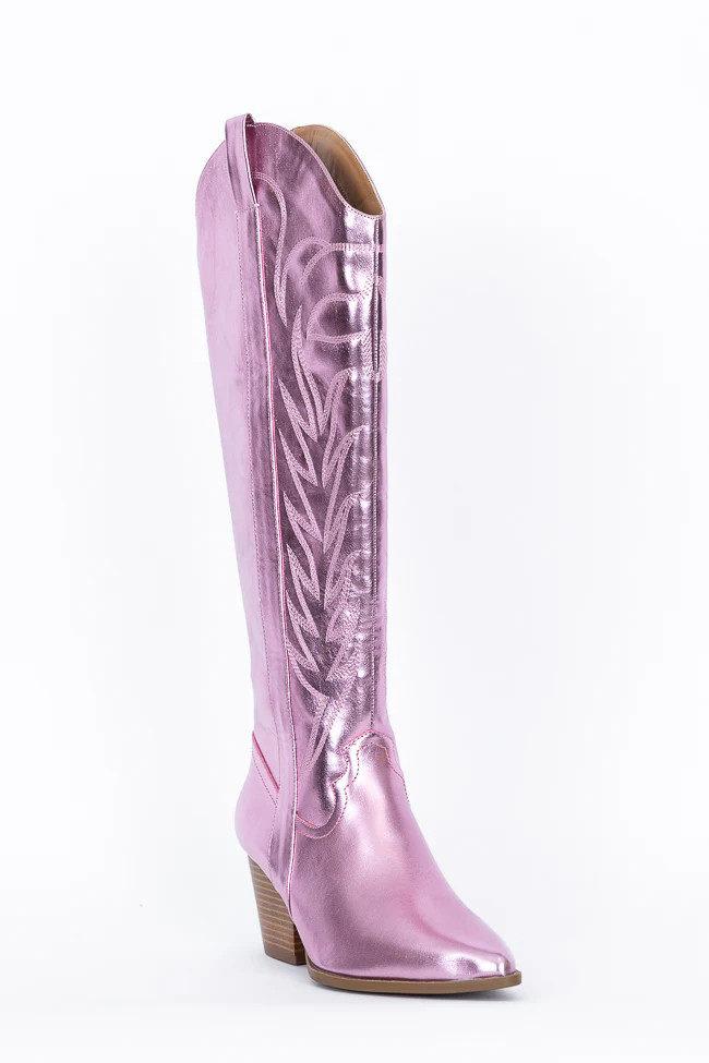 Shania Metallic Pink Cowboy Boot | Pink Lily