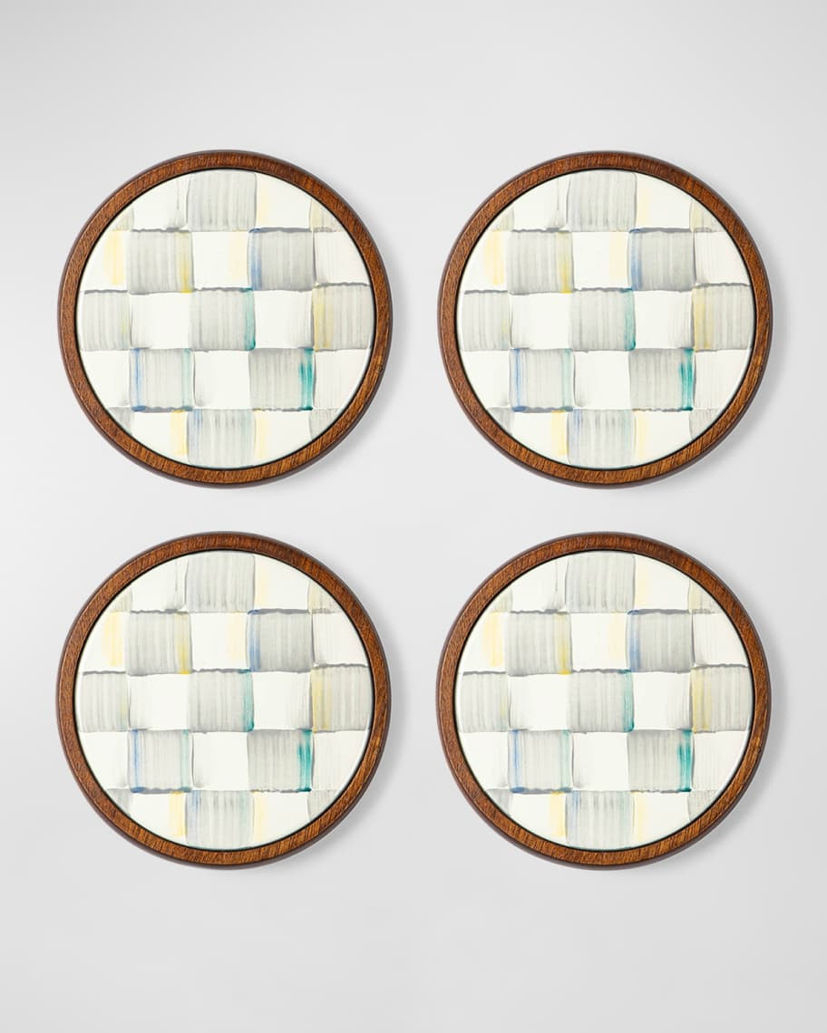 MacKenzie-Childs Sterling Check Enamel Coasters, Set of 4 | Neiman Marcus