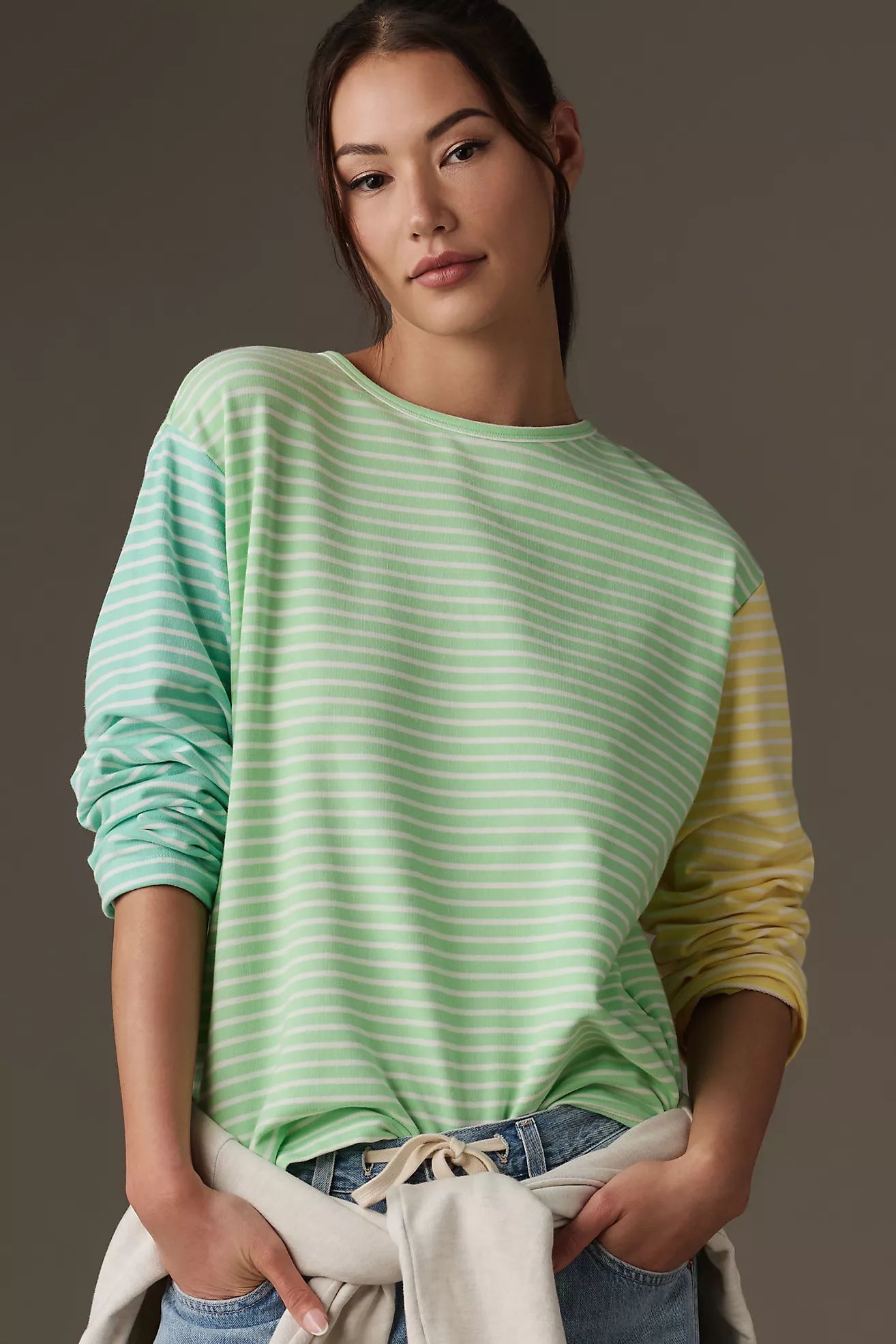 English Factory Long-Sleeve Contrast Striped Top | Anthropologie (US)