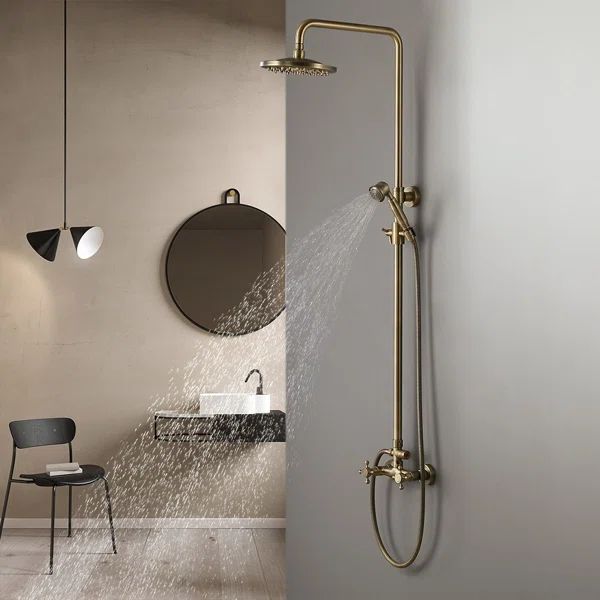 wf-J020266 Exposed Brass Round Complete Shower System | Wayfair North America