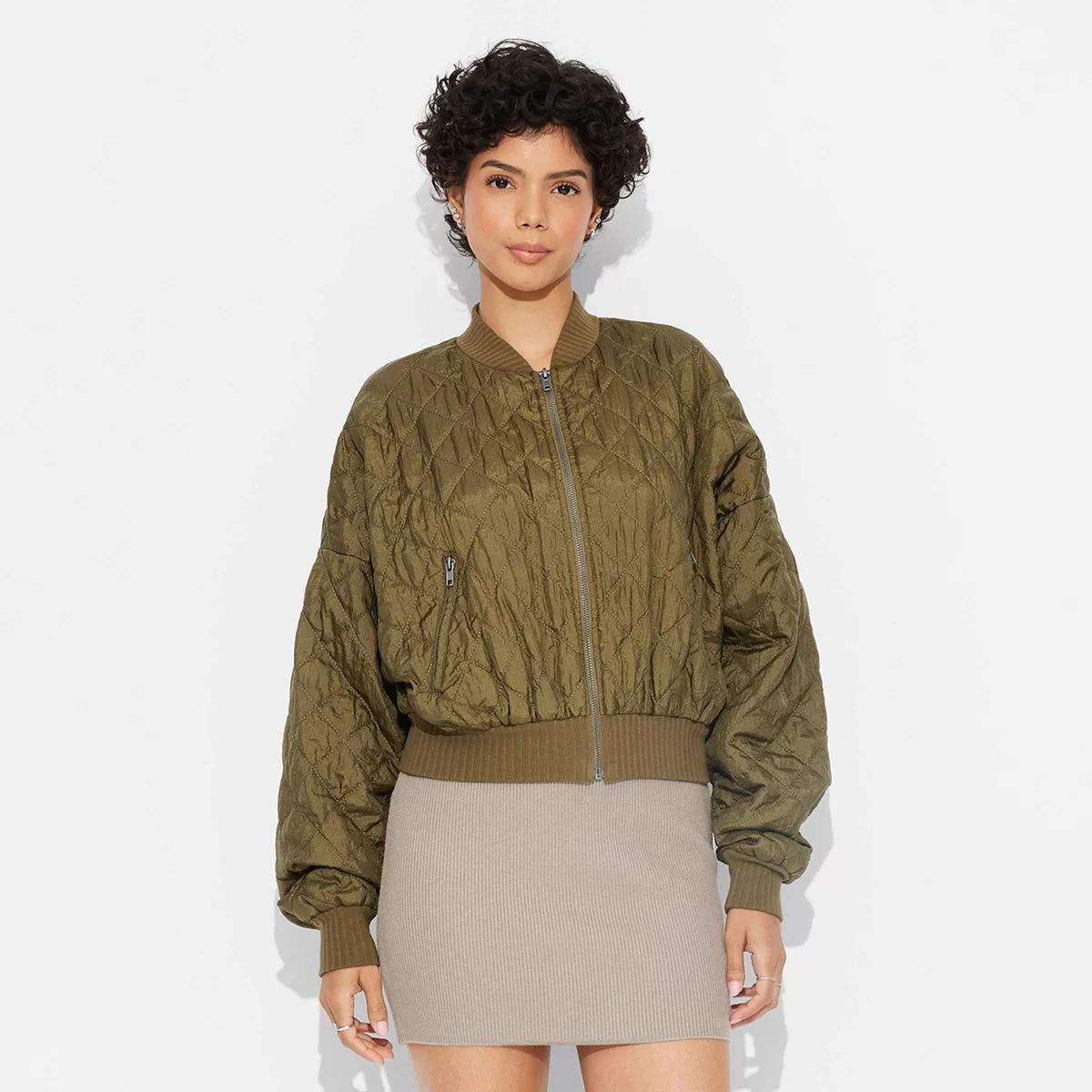 Women's Quilted Bomber Jacket - Wild Fable™ Green | Target