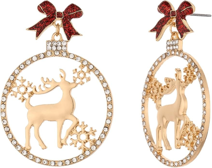 MADISON TYLER Christmas Dangle Teardrop Earrings for Women | Gold Snowflake and Star Rhinestone E... | Amazon (US)