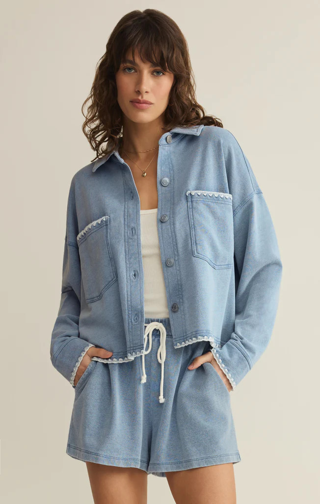 All Day Knit Denim Crop Whipstitch Jacket | Z Supply
