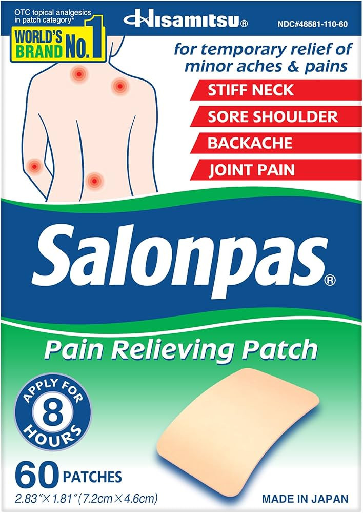 Salonpas Pain Relieving Patch for Back, Neck, Shoulder, Knee Pain and Muscle Soreness - 8 Hour Pa... | Amazon (US)