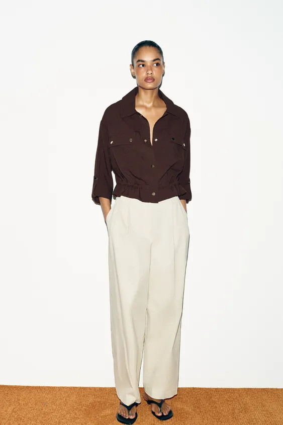 CROPPED ROLLED-SLEEVE JACKET | Zara US