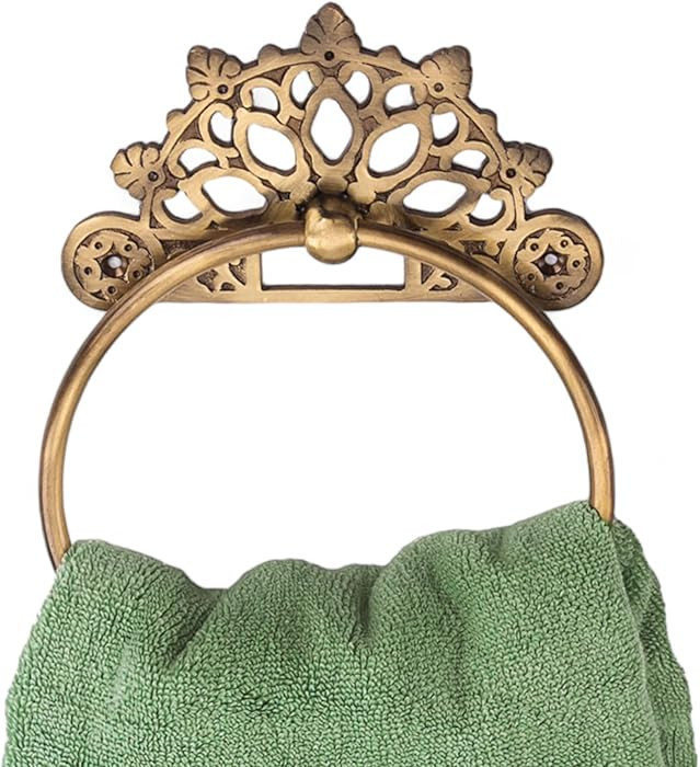 Victorian Towel Ring | Solid Brass | Antique 6 inches | Hand Towel Hanger | Round Towel Holder fo... | Amazon (US)