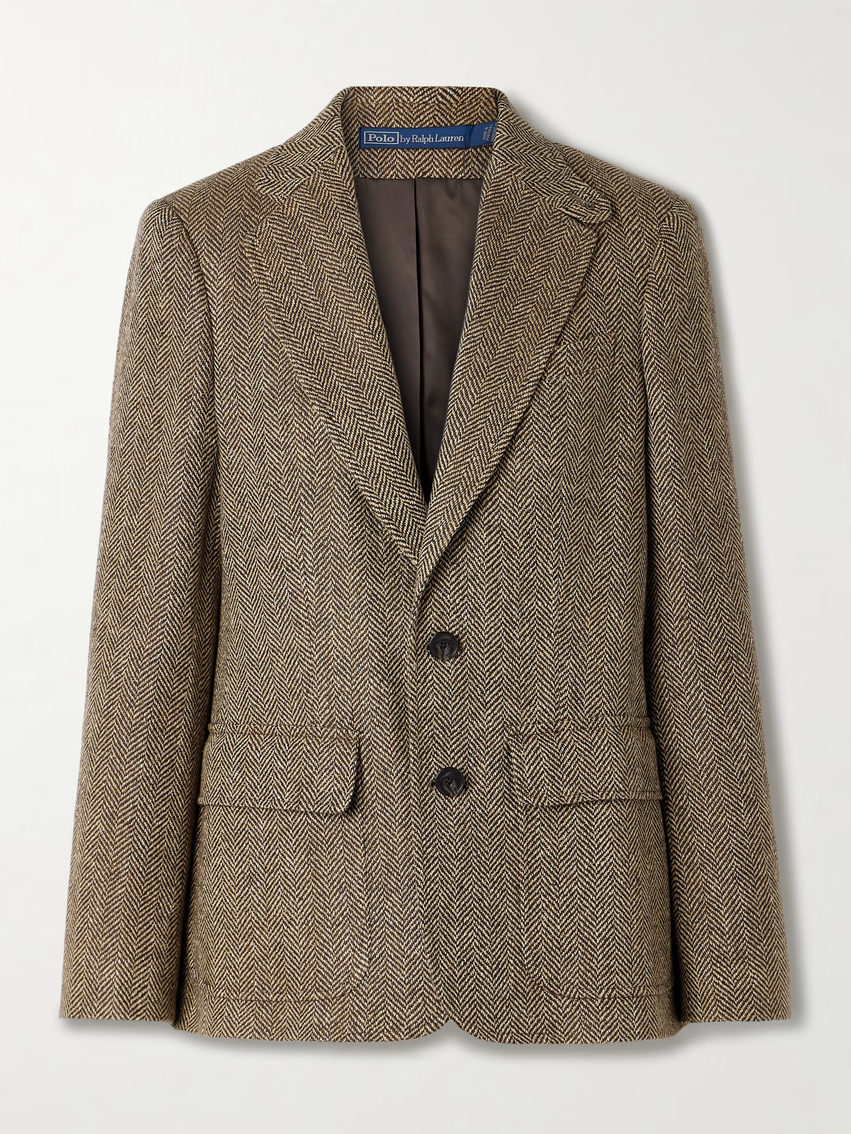 Polo Ralph Lauren - Herringbone Linen, Silk And Wool-blend Blazer - Brown | NET-A-PORTER (US)