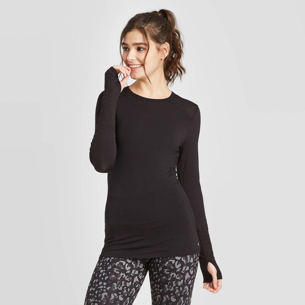 Women's Long Sleeve T-Shirt - JoyLab Black XS | Target