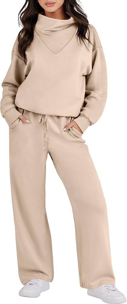 Caracilia Womens 2 Piece Outfits Sweatsuit Oversized Sweatshirt & Lounge Sweatpants Tracksuit Set... | Amazon (US)